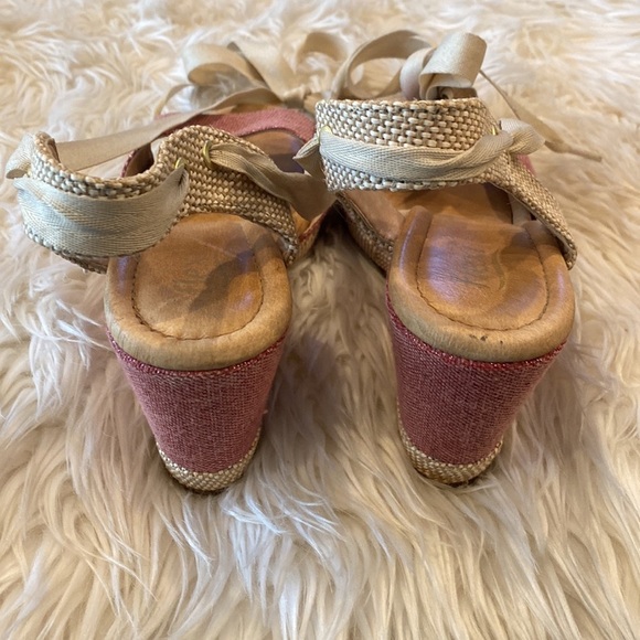 Flexi Sparkly Red Espadrilles Ankle Wrap Wedge Sandals Size 7 - Picture 7 of 12